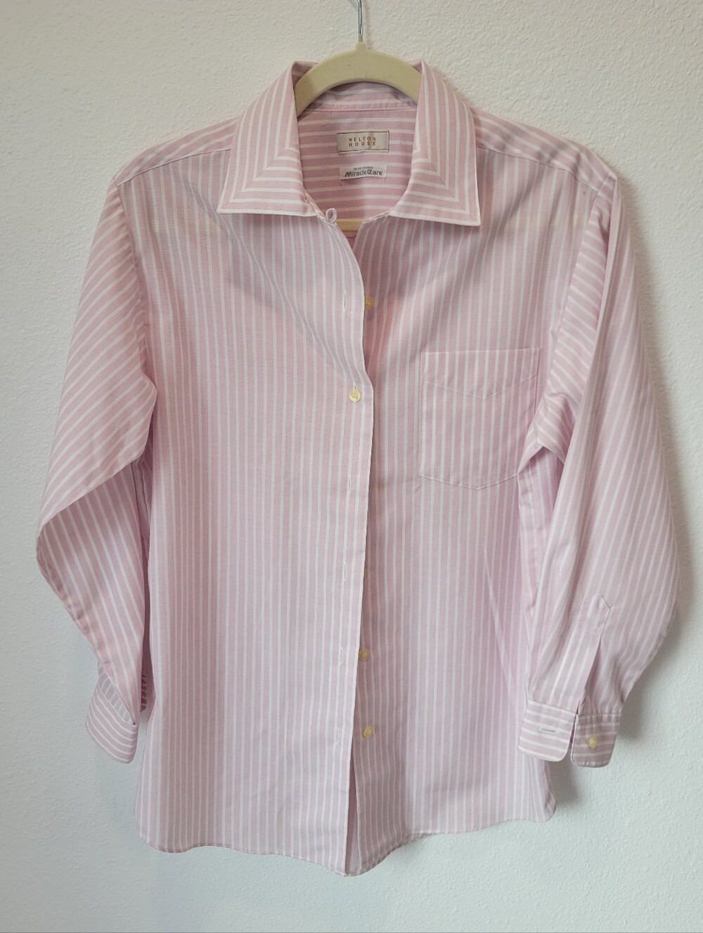Vintage Melton House‎ Pink White Striped Button Up Shirt Womens Small/Medium